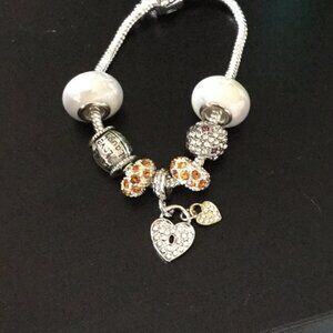 Sterling silver bracelet with charms